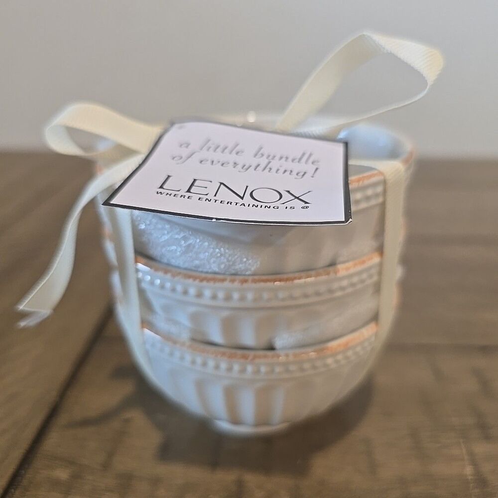 Lenox (858037 ) French Perle Groove Bowls (Set of 3), Mini, White
